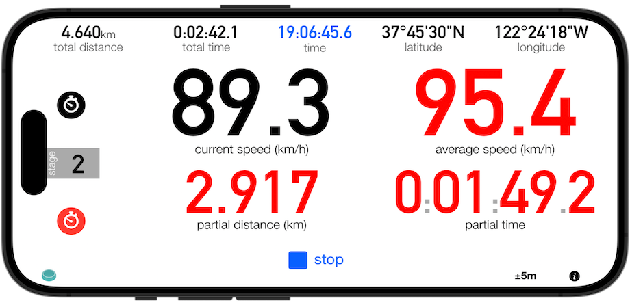 Tripmaster App for TSD Rally Time Speed Distance